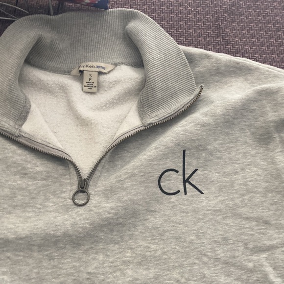 2/$20 Calvin Klein 3/4 Zip Grey Sweatshirt - Picture 8 of 9